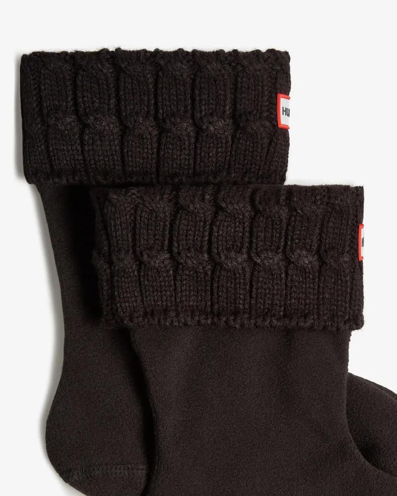 Recycled 6 Stitch Cable Cuff Short Stiefelsocken Schwarz (Unisex)