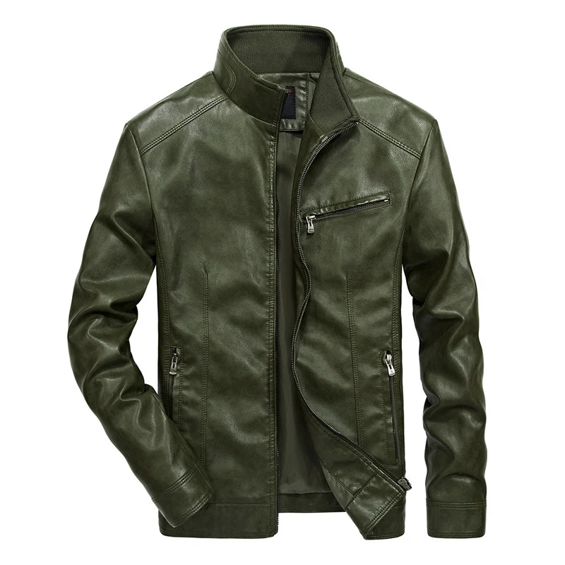 Herren Lederoptik-Motojacke mit Stehkragen und Reißverschlusstaschen Nord Taschen