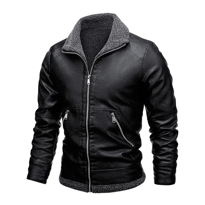 Herren Lederoptik‑Fliegerblouson mit Sherpa‑Innenfutter und verdeckter Reißverschlussleiste Nord Taschen