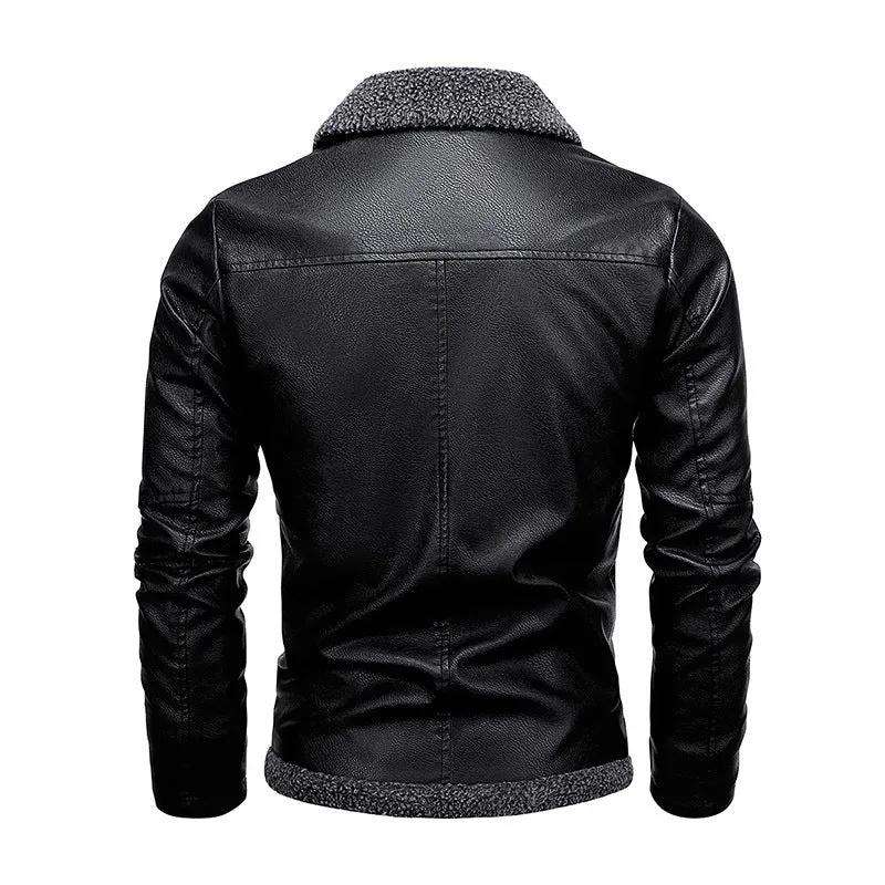 Herren Lederoptik‑Fliegerblouson mit Sherpa‑Innenfutter und verdeckter Reißverschlussleiste Nord Taschen