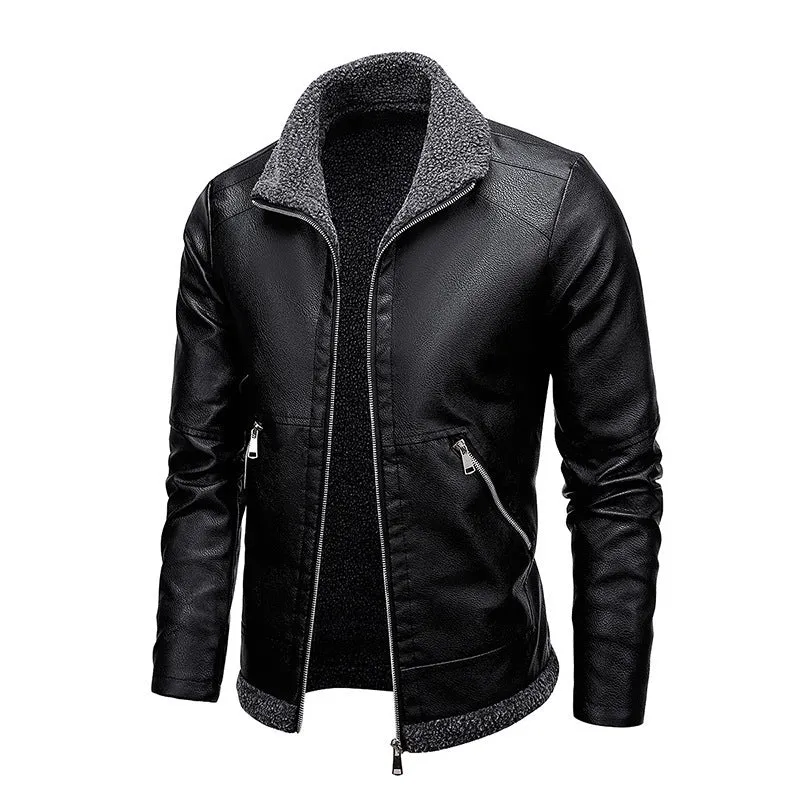 Herren Lederoptik‑Fliegerblouson mit Sherpa‑Innenfutter und verdeckter Reißverschlussleiste Nord Taschen