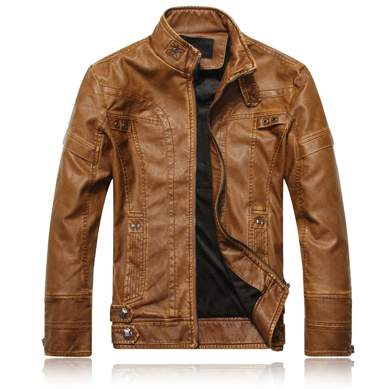 Herren Lederjacke im Pilotenblouson‑Stil mit Stehkragen und Vintage‑Optik Nord Taschen