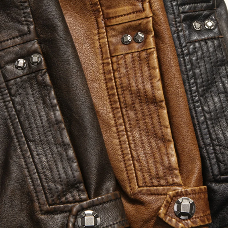Herren Lederjacke im Pilotenblouson‑Stil mit Stehkragen und Vintage‑Optik Nord Taschen