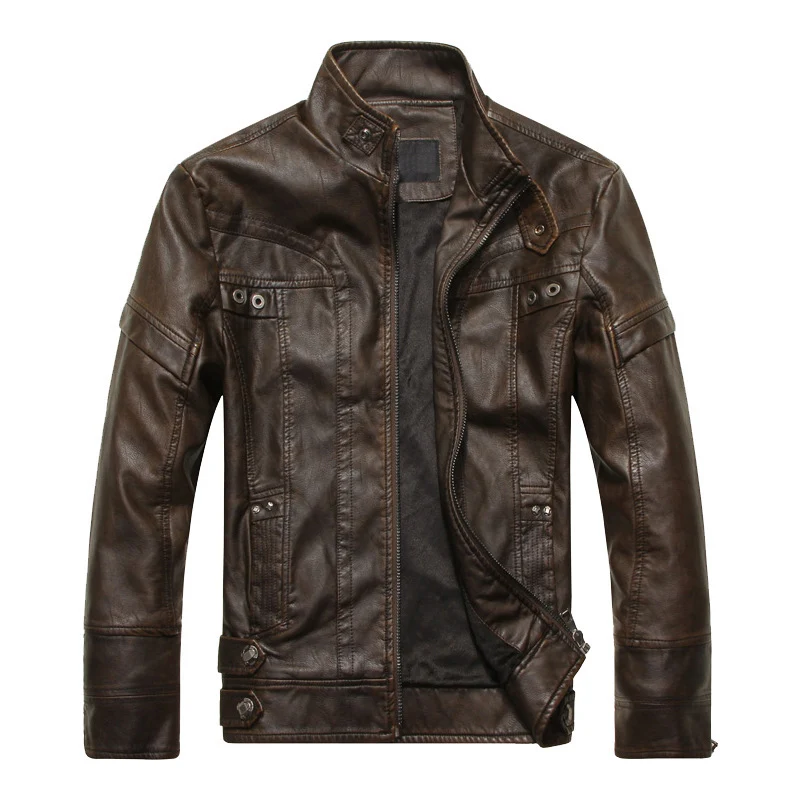 Herren Lederjacke im Pilotenblouson‑Stil mit Stehkragen und Vintage‑Optik Nord Taschen