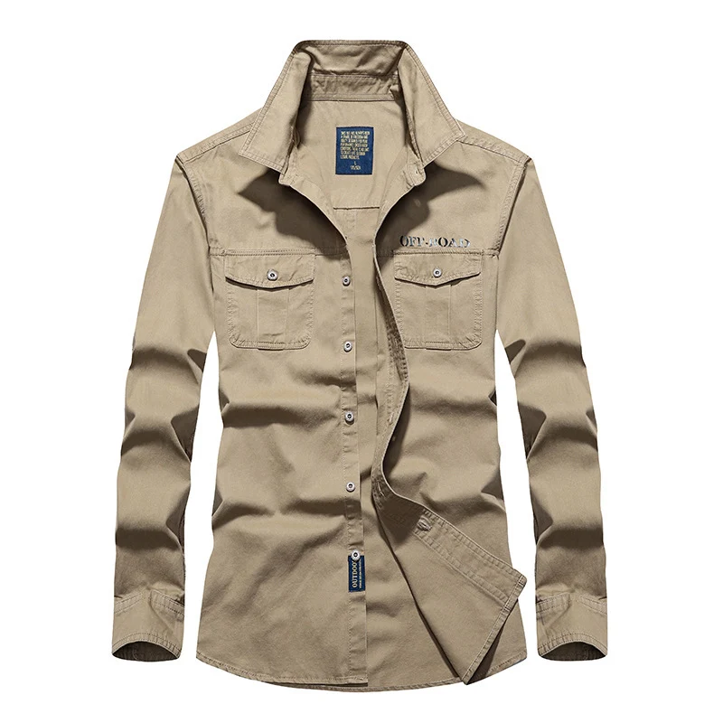Herren Langes Utility-Hemd mit Brustpattentaschen, Button‑Front und OFF‑ROAD Logo Nord Taschen