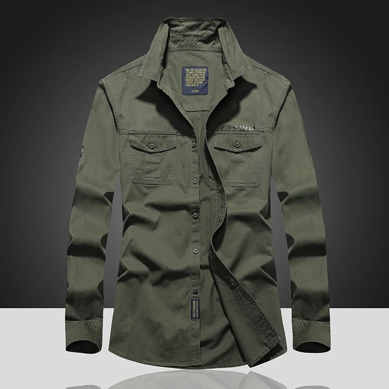 Herren Langes Utility-Hemd mit Brustpattentaschen, Button‑Front und OFF‑ROAD Logo Nord Taschen