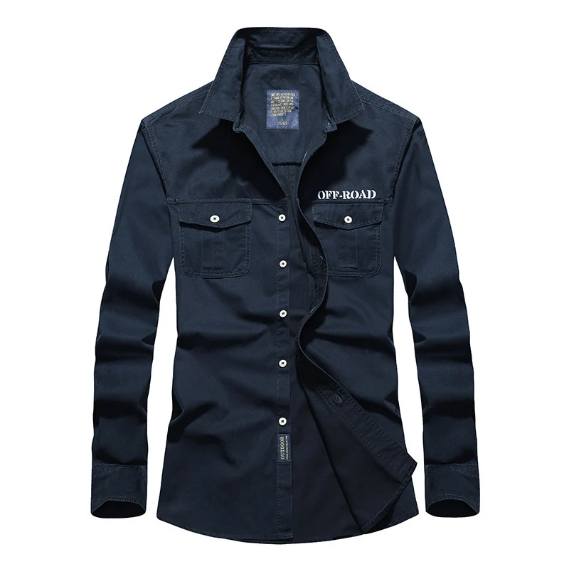 Herren Langes Utility-Hemd mit Brustpattentaschen, Button‑Front und OFF‑ROAD Logo Nord Taschen