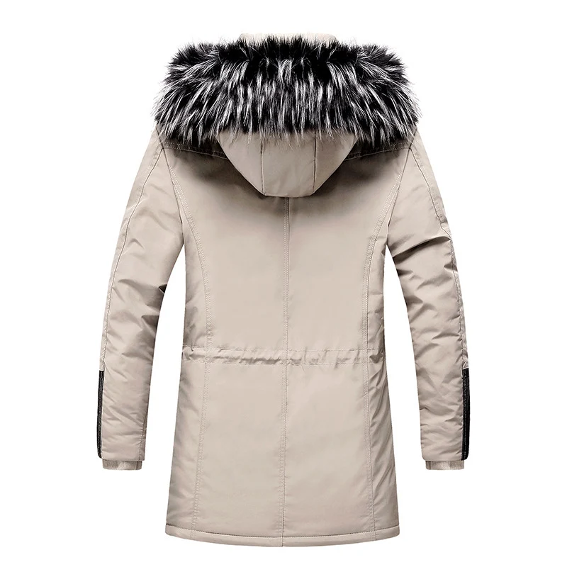 Herren langer Winterparka mit Kunstfellkapuze, wattierter Thermoisolierung und multifunktionalen Taschen Nord Taschen