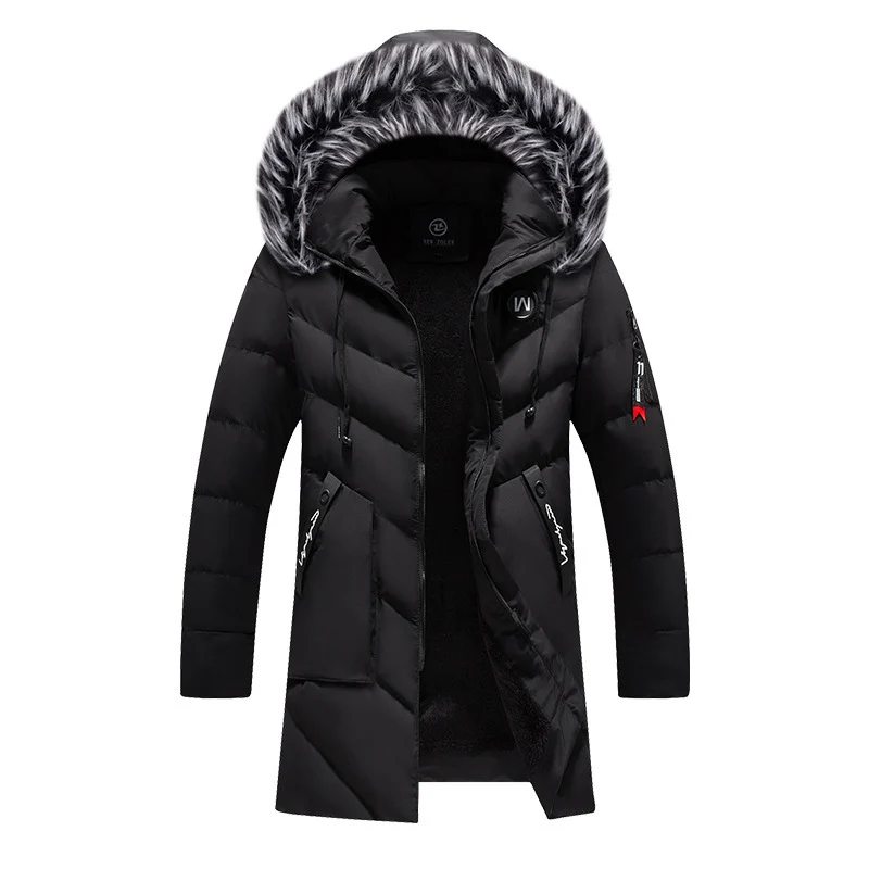 Herren langer gesteppter Thermoparka mit Kunstfellkapuze und Teddyfleece-Innenfutter Nord Taschen