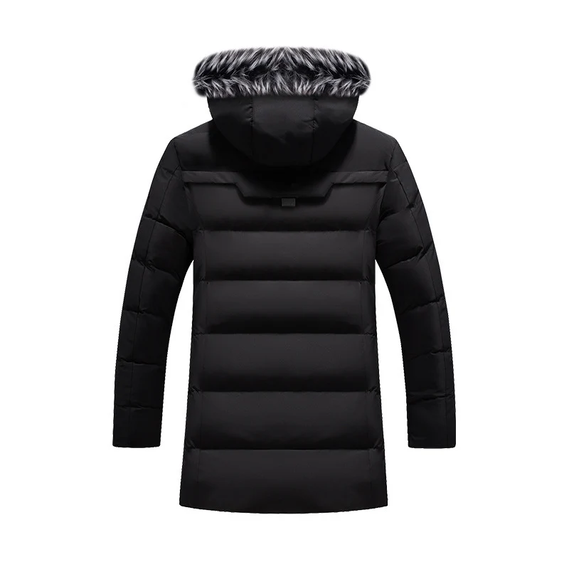 Herren langer gesteppter Thermoparka mit Kunstfellkapuze und Teddyfleece-Innenfutter Nord Taschen