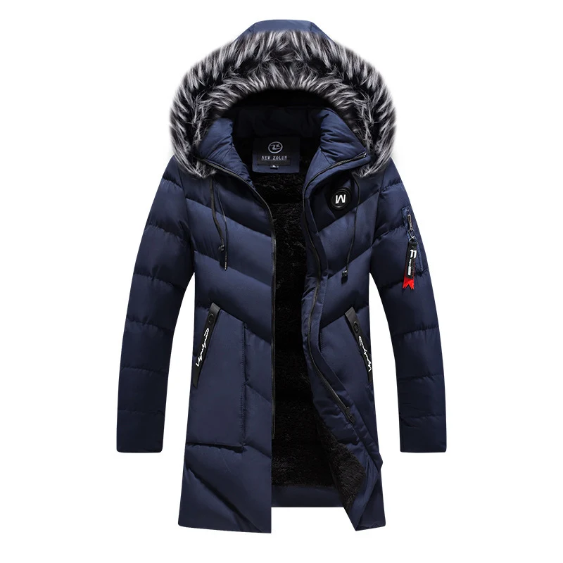 Herren langer gesteppter Thermoparka mit Kunstfellkapuze und Teddyfleece-Innenfutter Nord Taschen