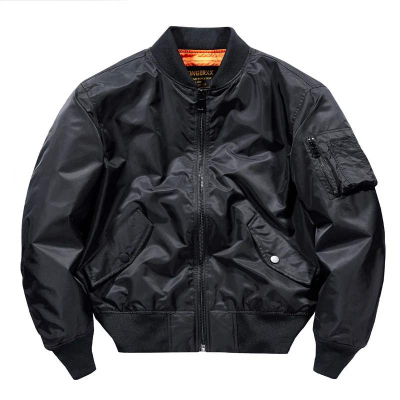 Herren Kurzschnitt Nylon-Pilotenbomber mit versteckten Innentaschen und Ärmeltasche Nord Taschen