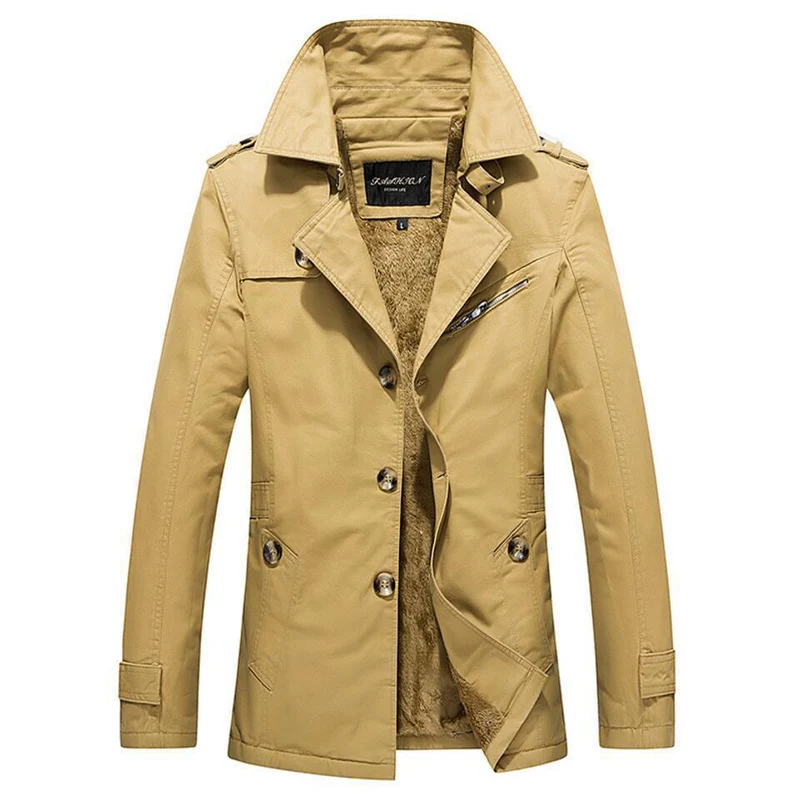 Herren Kurzmantel mit Teddyfleece Innenfutter, Stehkragen und zweireihiger Knopfleiste Nord Taschen