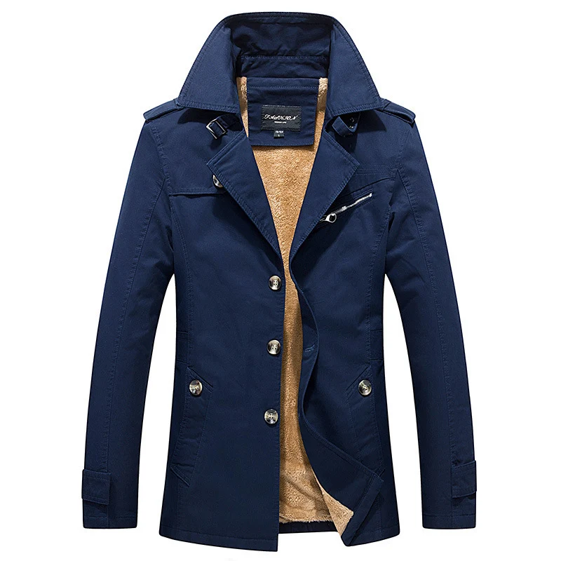Herren Kurzmantel im Trenchcoat‑Stil mit Teddyfutter, Reverskragen und Schulterpatten Nord Taschen