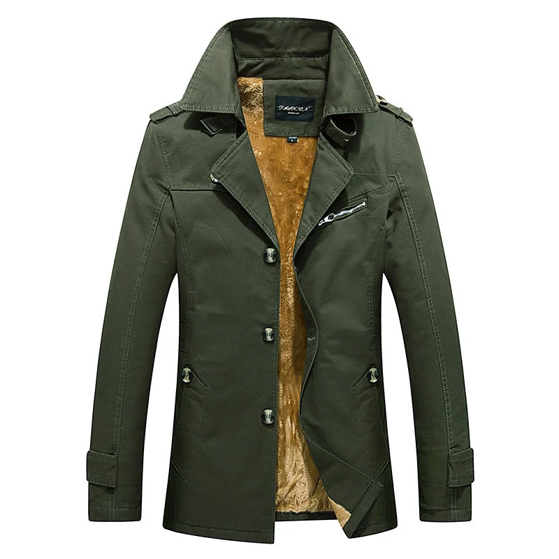 Herren Kurzmantel im Trenchcoat‑Stil mit Teddyfutter, Reverskragen und Schulterpatten Nord Taschen