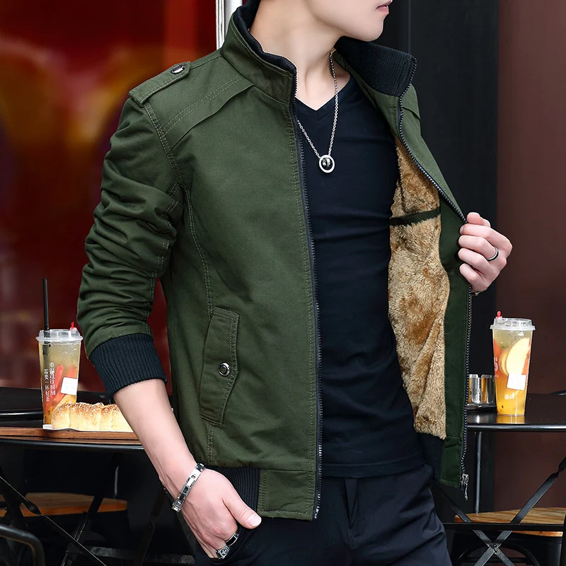 Herren Kurzblouson aus Canvas mit wärmender Teddyinnenfutter und Schulterepauletten Nord Taschen