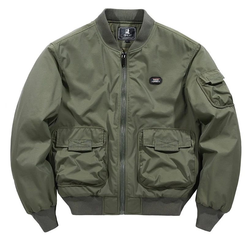 Herren Kurz geschnittener Utility-Bomber mit Multifunktionstaschen und geripptem Bund Nord Taschen