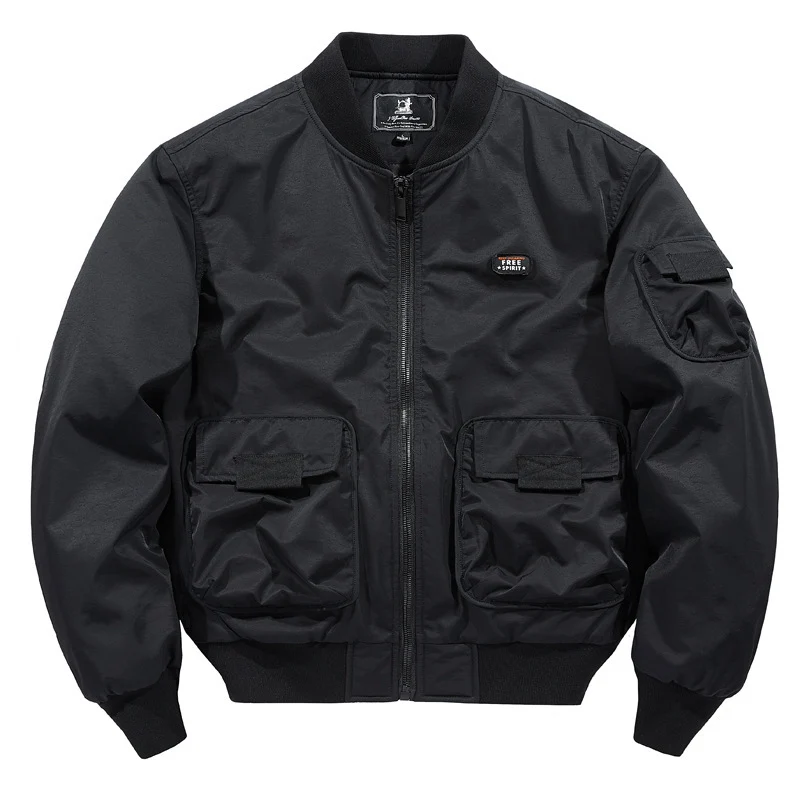 Herren Kurz geschnittener Utility-Bomber mit Multifunktionstaschen und geripptem Bund Nord Taschen