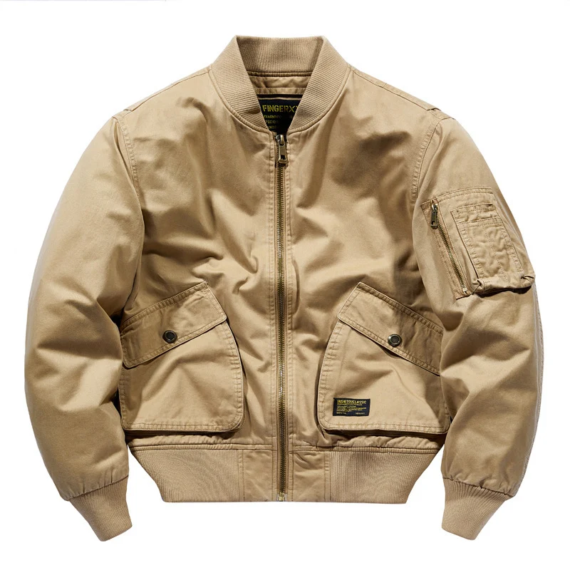 Herren Kurz geschnittener Canvas-Bomber mit Doppel-Frontklappentaschen und Ärmeltasche Nord Taschen