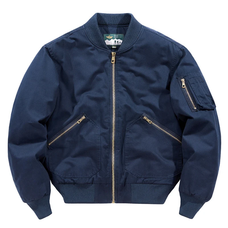 Herren Kurz geschnittene Utility-Bomberjacke aus robustem Canvas mit Ärmeltasche Nord Taschen