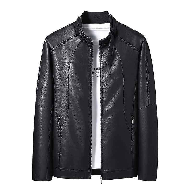 Herren Kunstlederjacke im Moto‑Stil mit Stehkragen und durchgehendem Reißverschluss Nord Taschen