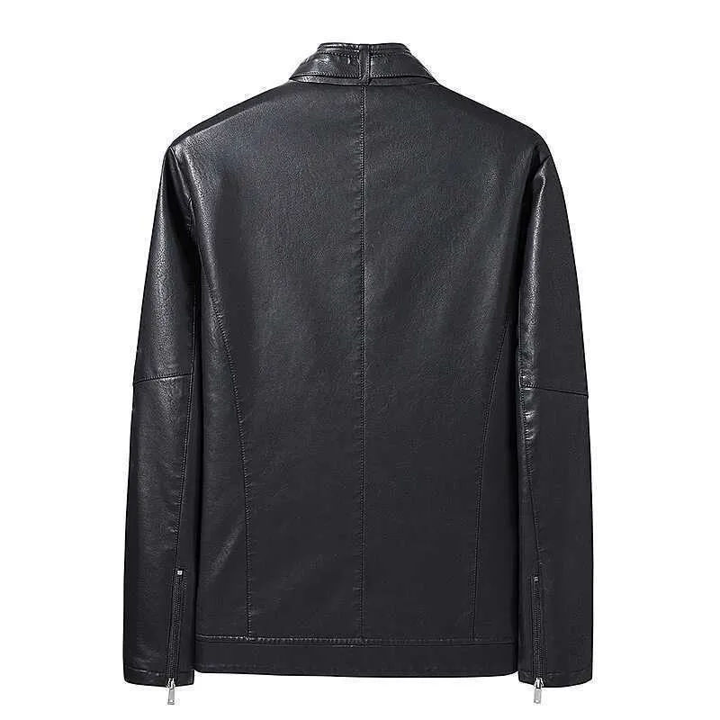 Herren Kunstlederjacke im Moto‑Stil mit Stehkragen und durchgehendem Reißverschluss Nord Taschen