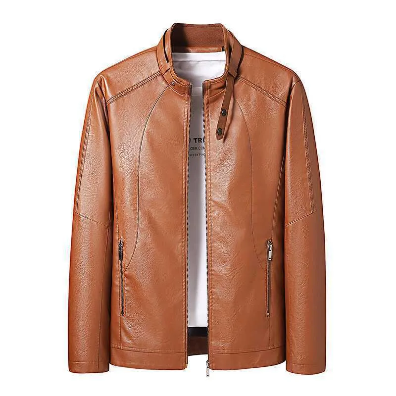 Herren Kunstlederjacke im Moto‑Stil mit Stehkragen und durchgehendem Reißverschluss Nord Taschen