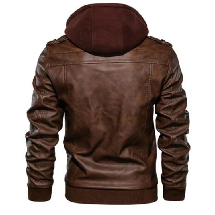 Herren Kunstleder-Pilotenblouson mit Kapuzen-Inlay, Reißverschlusstaschen und geripptem Saum Nord Taschen