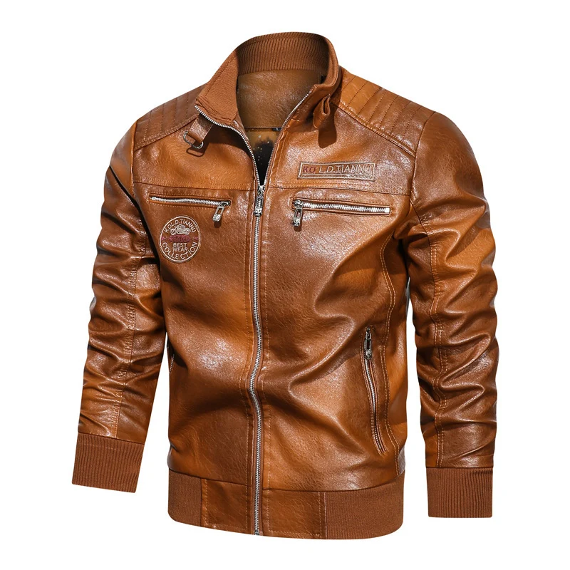 Herren Kunstleder‑Pilotenblouson im Aviator‑Look mit gesteppter Schulterpartie und Reißverschluss‑Taschen Nord Taschen