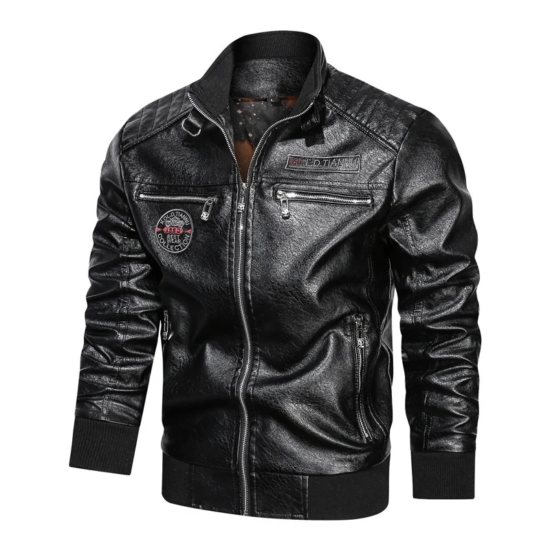 Herren Kunstleder‑Pilotenblouson im Aviator‑Look mit gesteppter Schulterpartie und Reißverschluss‑Taschen Nord Taschen