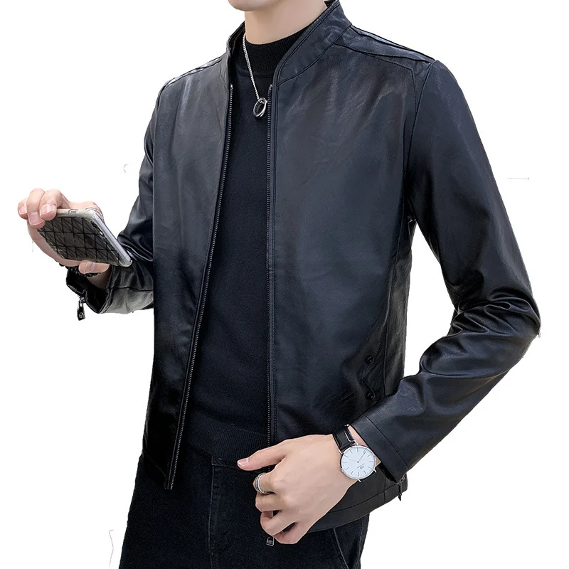 Herren Kunstleder-Motojacke mit Teddyfutter und Stehkragen Nord Taschen