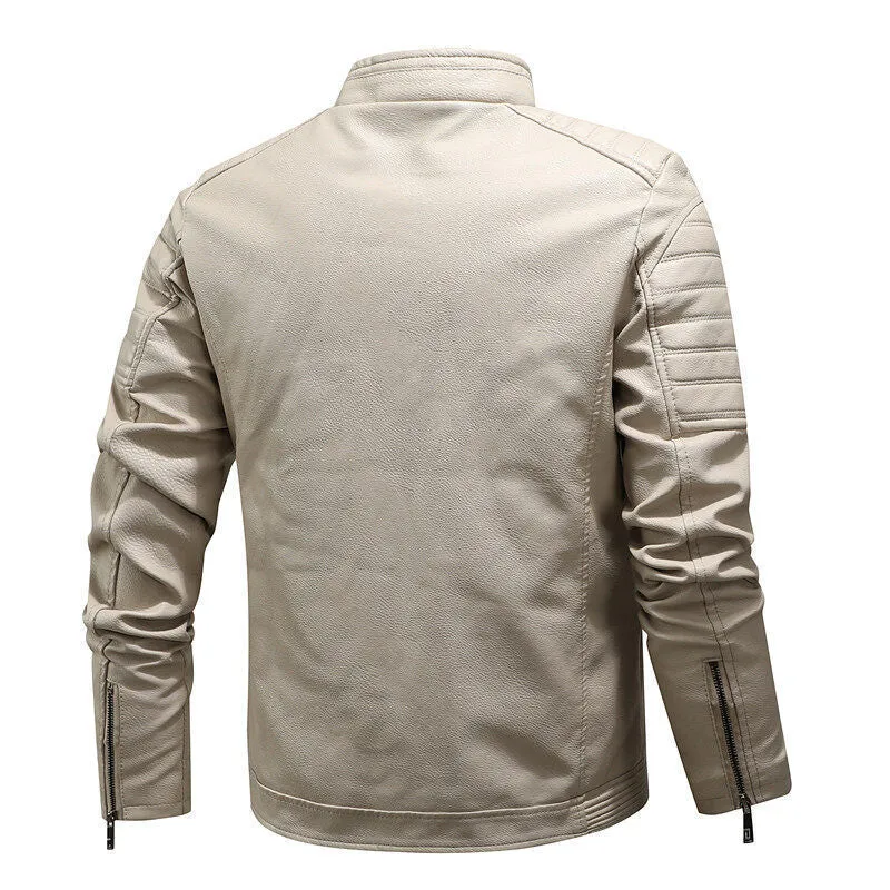 Herren Kunstleder-Motojacke mit gesteppter Schulterpasse und wärmender Teddyfleece-Innenlage Nord Taschen