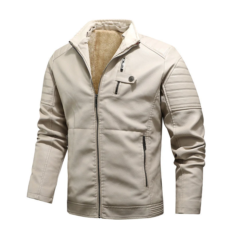 Herren Kunstleder-Motojacke mit gesteppter Schulterpasse und wärmender Teddyfleece-Innenlage Nord Taschen