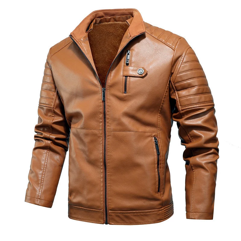 Herren Kunstleder-Motojacke mit gesteppter Schulterpasse und wärmender Teddyfleece-Innenlage Nord Taschen