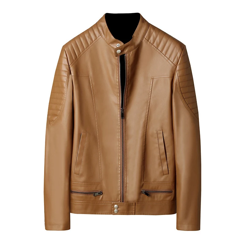 Herren Kunstleder-Moto-Blouson mit gesteppter Schulterpartie, Stehkragen und Reißverschluss Nord Taschen