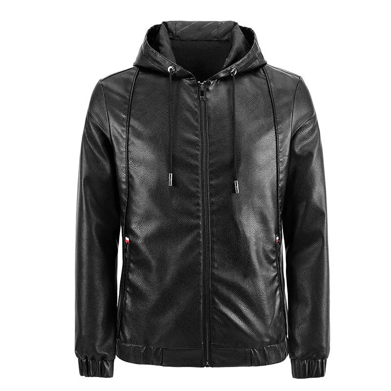 Herren Kunstleder-Kapuzenblouson mit Thermofutter und reduziertem Pilotencut Nord Taschen