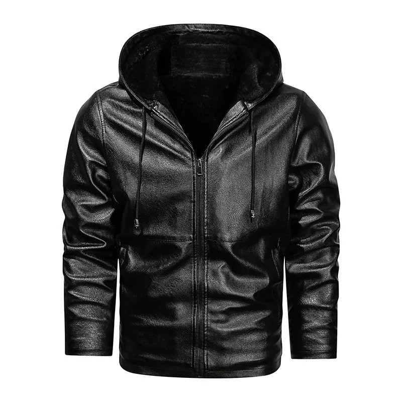 Herren Kunstleder-Kapuzenblouson mit Teddyfleece‑Futter und schmaler Silhouette Nord Taschen