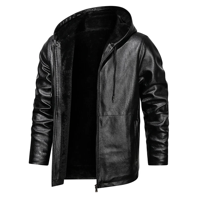 Herren Kunstleder-Kapuzenblouson mit Teddyfleece‑Futter und schmaler Silhouette Nord Taschen