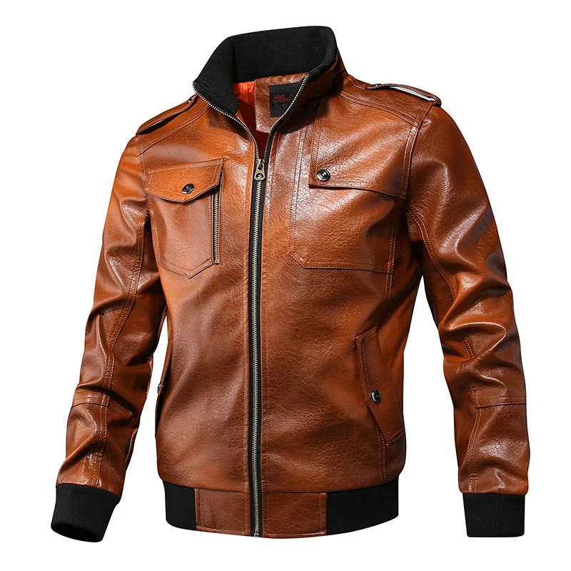 Herren Kunstleder-Flightblouson mit Schulterepauletten, Brusttaschen und gerippten Bündchen Nord Taschen