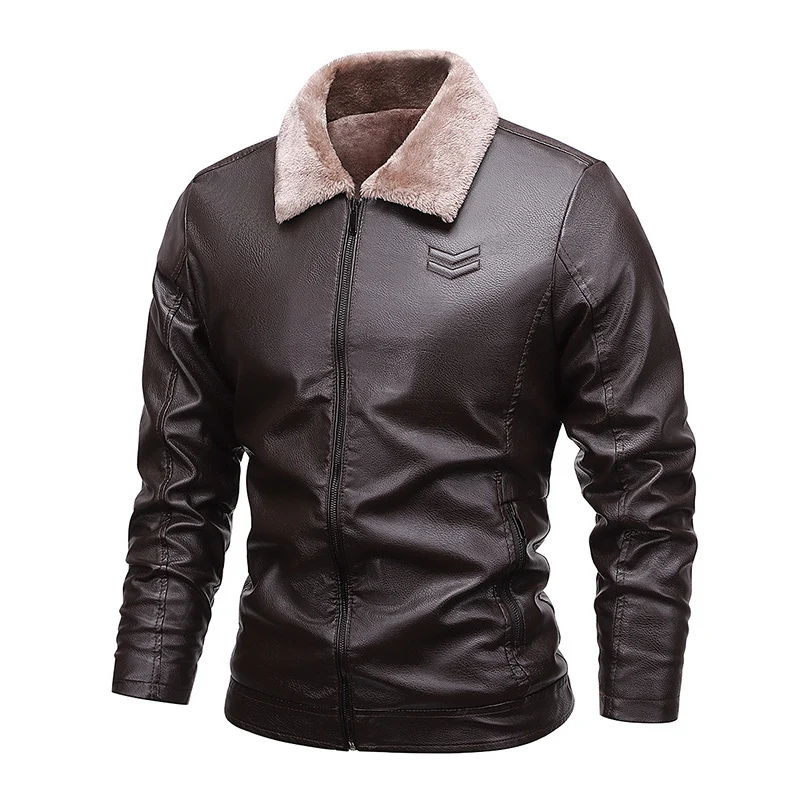 Herren Kunstleder‑Fliegerblouson mit wärmender Sherpa‑Fütterung und Reverskragen Nord Taschen