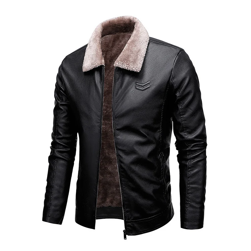 Herren Kunstleder‑Fliegerblouson mit wärmender Sherpa‑Fütterung und Reverskragen Nord Taschen