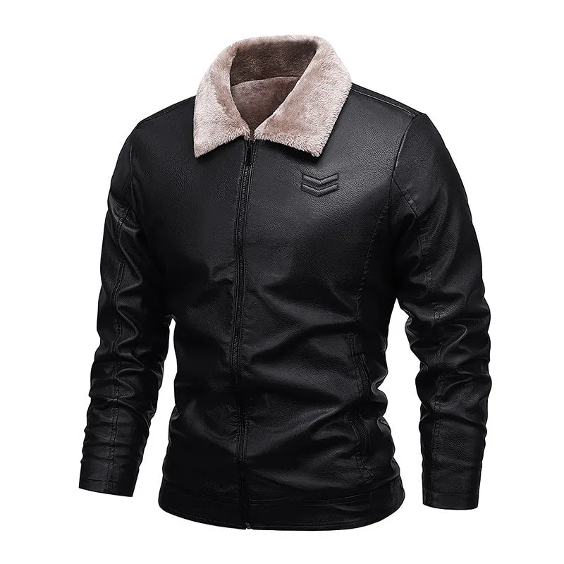 Herren Kunstleder‑Fliegerblouson mit wärmender Sherpa‑Fütterung und Reverskragen Nord Taschen
