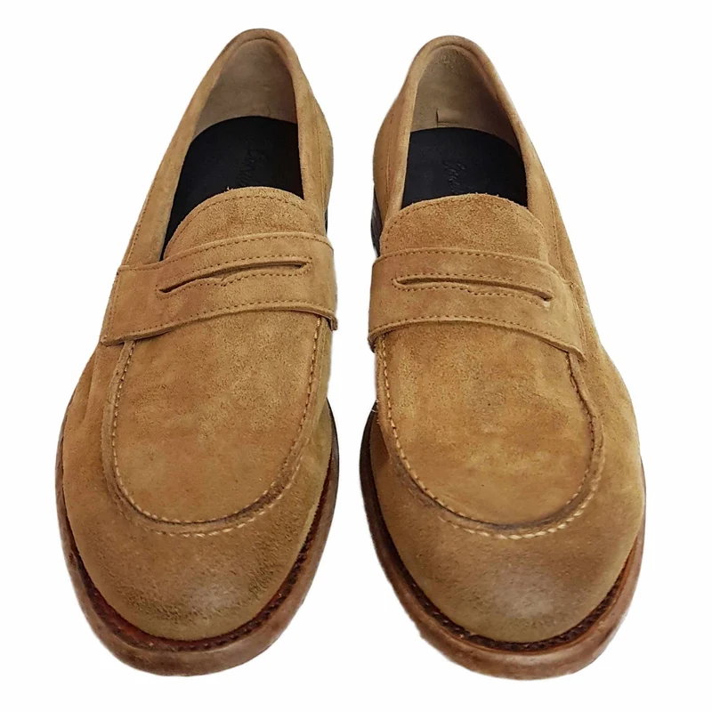 Cordwainer, rahmengenähter Wildlederslipper in Maisgelb
