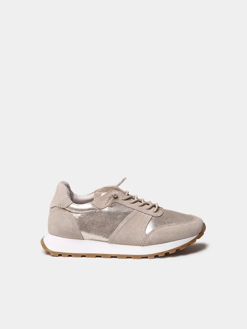 Zapatillas deportivas de piel metalizada y serraje para mujer | ALICIA