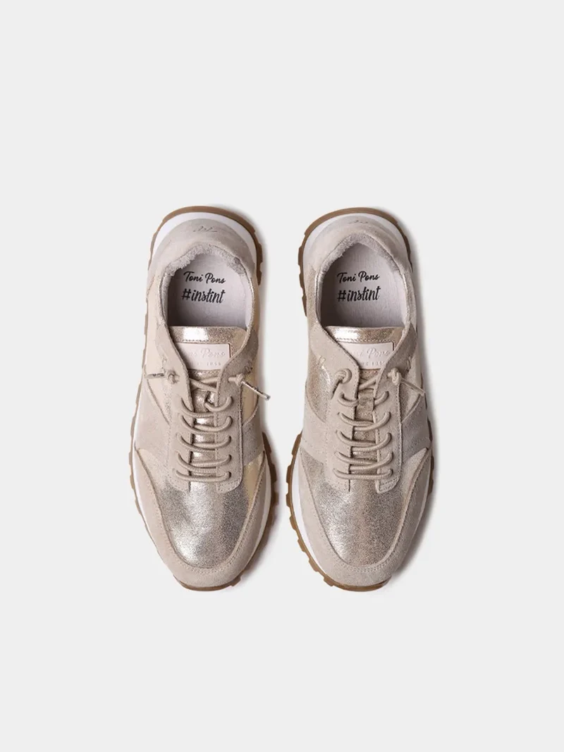 Zapatillas deportivas de piel metalizada y serraje para mujer | ALICIA
