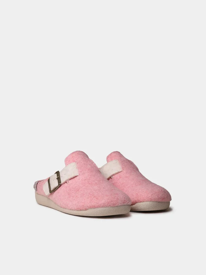 Slipper de mujer tipo zueco con hebilla en fieltro reciclado | MIMA-FR