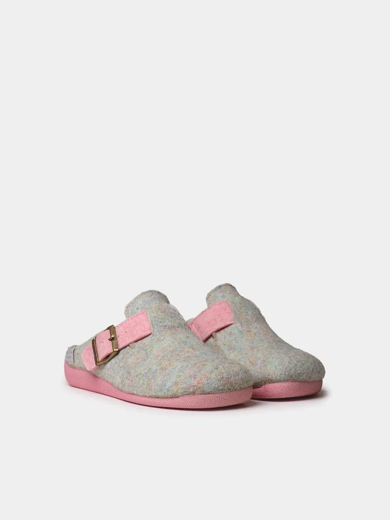 Slipper de mujer tipo zueco con hebilla en fieltro reciclado | MIMA-FR