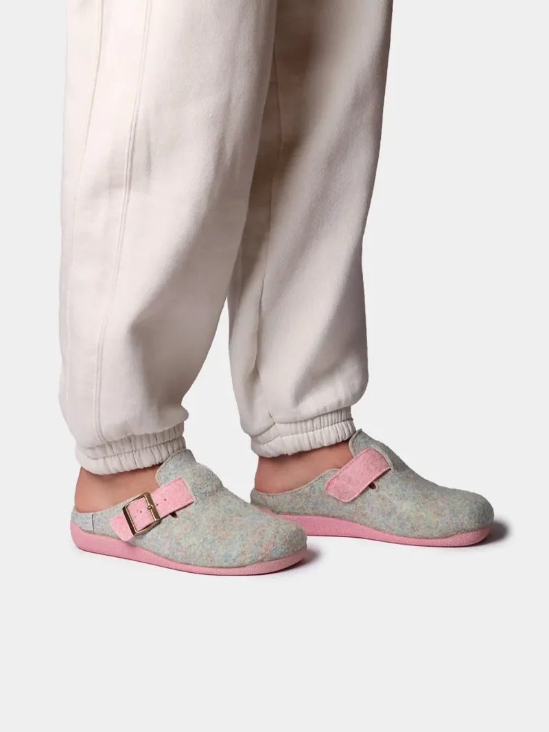 Slipper de mujer tipo zueco con hebilla en fieltro reciclado | MIMA-FR