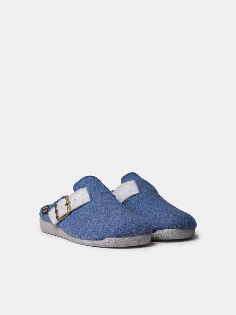 Slipper de mujer tipo zueco con hebilla en fieltro reciclado | MIMA-FR