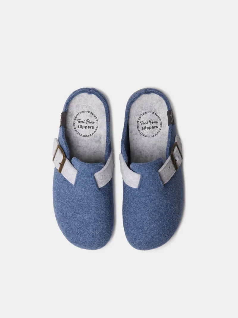 Slipper de mujer tipo zueco con hebilla en fieltro reciclado | MIMA-FR